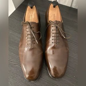 Brown Leather Shoes, Ferragamo, size 9.5 EE